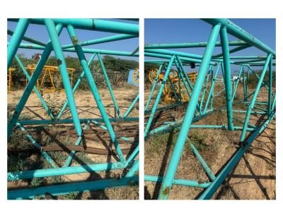 DAMAGED/ DISASSEMBLED KOBELCO CKL1350I CRAWLER CRANE IN PARTS OF APPROX. 1,36,000 KGS